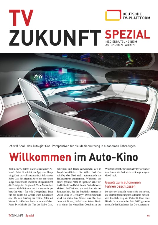 TV-Zukunft Spezial Cover zur Mediennutzung in autonomen Fahrzeugen