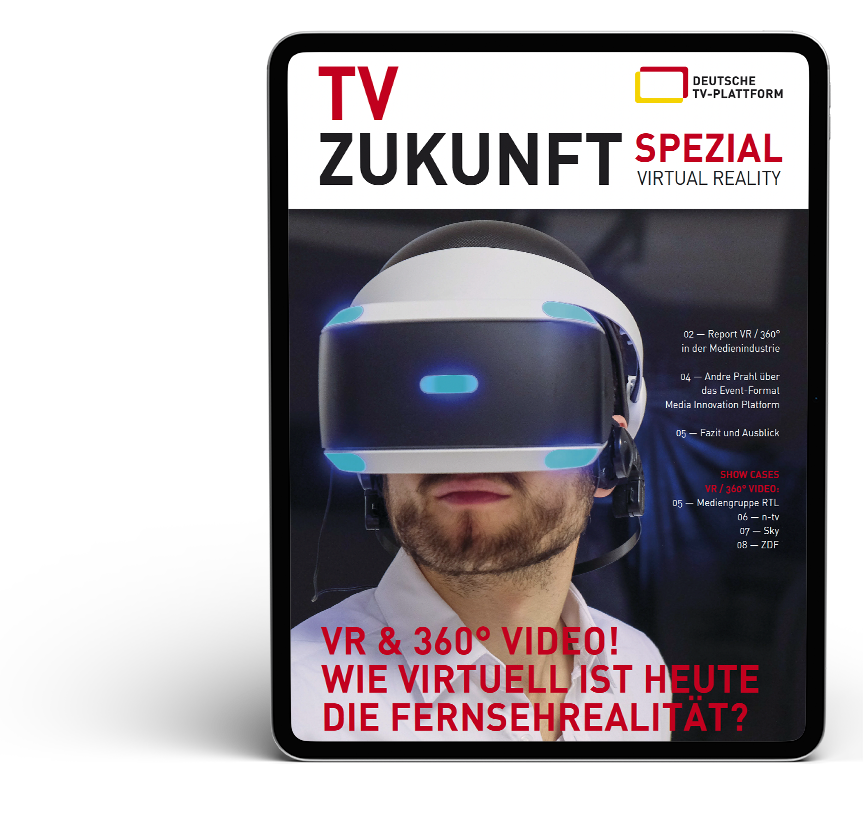 Tablet PC mit der Online Ausgabe der TV Zukunft Spezial der Deutschen TV-Plattform