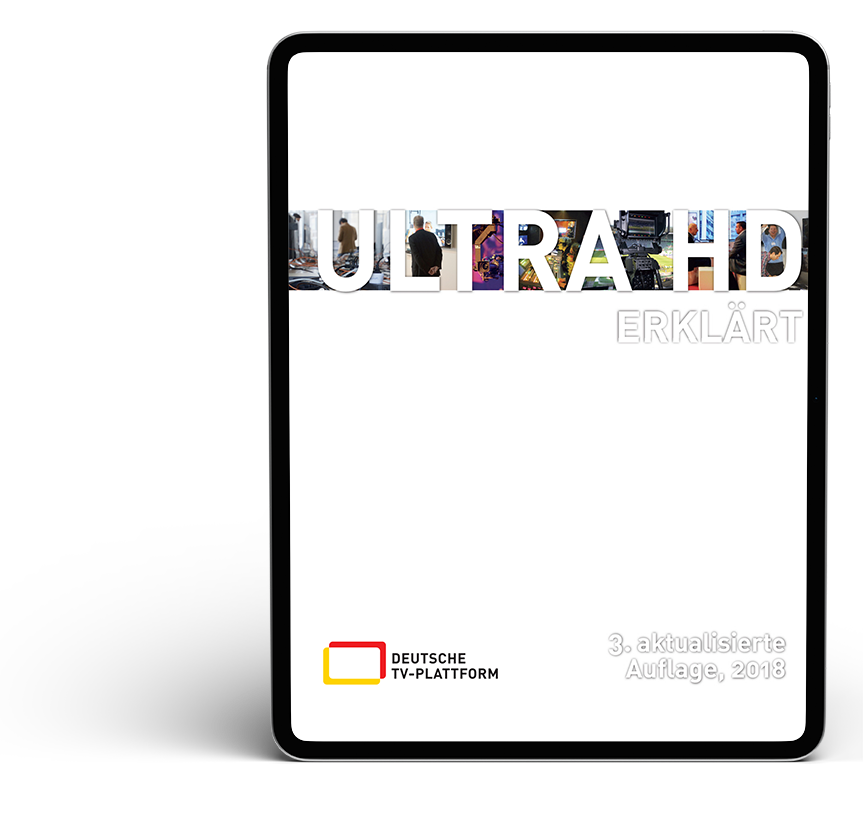 Tablet PC mit der PDF-Broschüre Ultra HD erklärt aus dem Jahr 2018
